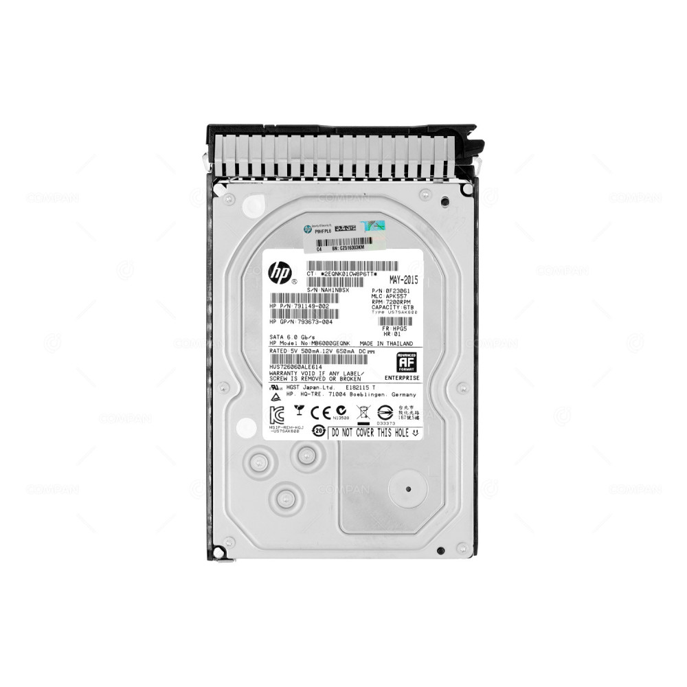 793762-001 HP 6TB 7.2K 6G SATA 3.5 LFF HOT PLUG HARD DRIVE 791149-002, 793673-004, HUS726060ALE614